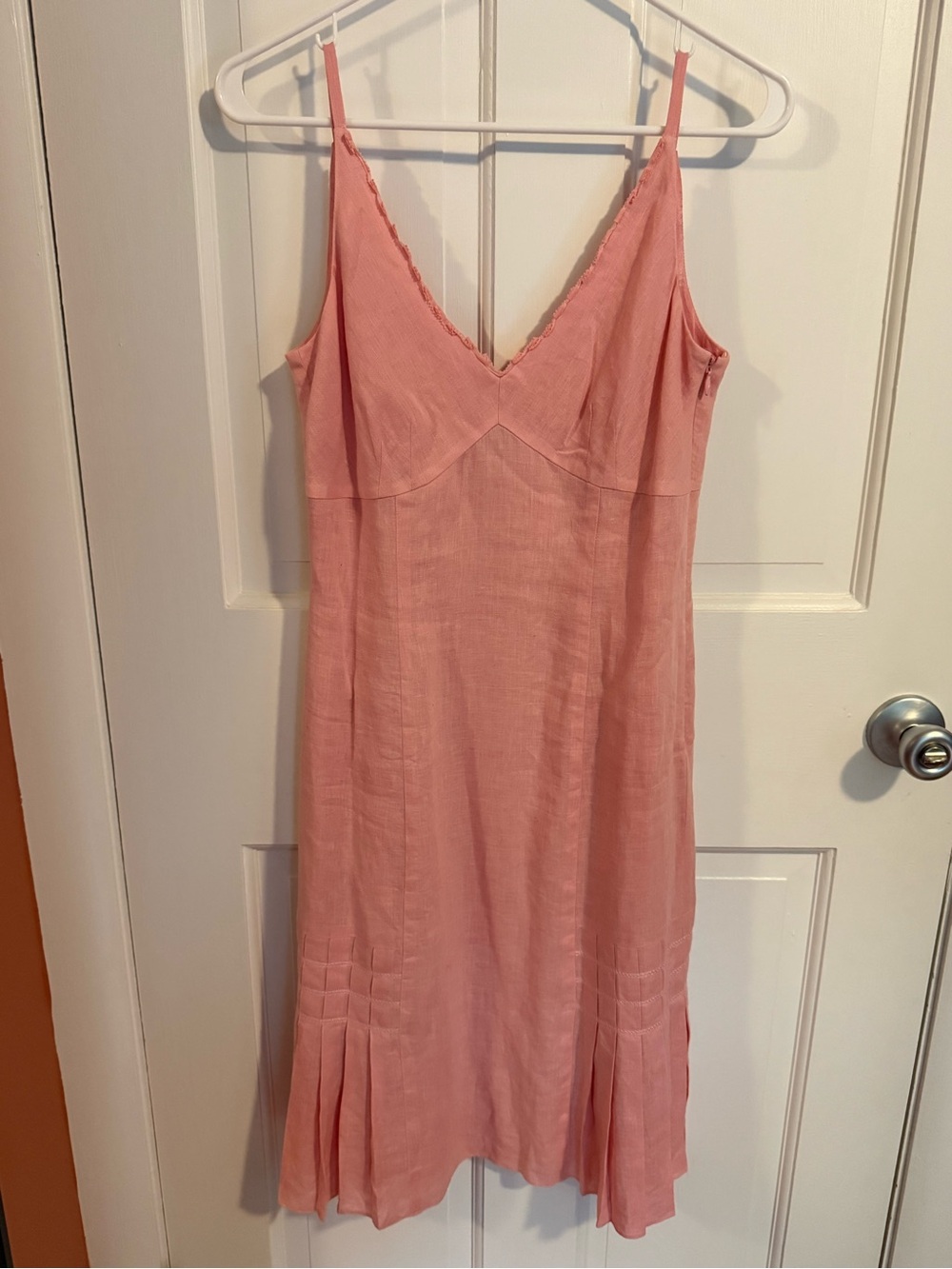 Ann Taylor Pink V-Neck Slip Top with Raw Edge Trim
